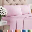 Queen Size 4 Piece Sheet Set - Comfy Breathable & Cooling Sheets - Hotel Luxury Bed Sheets for Women & Men - Deep Pockets, Easy-Fit, Soft and Wrinkle Free Sheets - Light Pink Oeko-Tex Bed Sheet Set