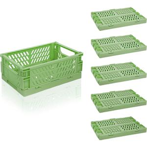 6 Pack Mini Foldable Small Plastic Baskets for Organizing and Storage，Collapsible Storage Crates, Mini Bins for Home Kitchen Bedroom Bathroom Office (Green, Small 6x4x2.2)