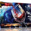 JKWALL77 Graffiti Wall-Art - Red Wine Decor For Kitchen - Canvas Art Wall Decor For Living Room Ready To Hang Size 40" x 20"