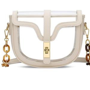 KKXIU Clear Crossbody Bag for Women Stadium Approved Vegan Leather Concert Shoulder Sports See-Through Purse