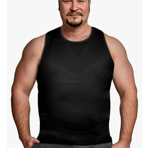 QORE LOGIQ Gynecomastia Compression Shirt Men - Premium Slimming Undershirt Compression Tank Top Mens Shapewear & Body Shaper. Large