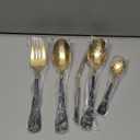 10-Piece Black & Gold Flatware Serving Set, 18/0 Stainless Steel Colorful Handle, Includes Serving Fork, Solid & Pierced Serving Spoon,Sugar Spoon,Butter Knife,Mirror Polished,Dishwasher Safe