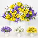 SupBri Artificial Flowers for Outdoor UV Resistant, Silk Pansies Fowers for Outside,Fake Plants Faux Flowers for Outdoor Planters Garden Patio Front Summer Spring Decor (12 Bundles)