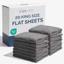 Bulk Case Pack of 20 Flat Sheets - (20) King Size Hotel Quality Top Flat Bed Sheets Only - Wholesale Bulk Bedding for Hotels, Spas & Airbnbs - Breathable, Cooling & Wrinkle Free - (King, Dark Grey)