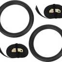 Drfeify Gymnastics Rings with Adjustable Straps, Black, 9.3 Inch Diameter, Polyester and ABS Material, for Strength Training