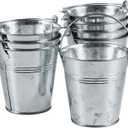 OBTANIM 8 Pack Galvanized Metal Buckets with Handle Ice Pails for Plants, Succulents, Party Favors Organizing, Rustic Home Decor or Classrooms Pencil Storage (4 x 2.8 inch)