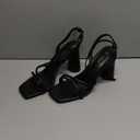 RIBONGZ Block Heels Prom Heeled Sandals for Women Chunky Square Open Toe Strappy High Heels Ankle Strap Wedding Bridal Shoes High Heel Sandals for Party Dress (8.5, Black)