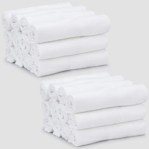 THREAD SPREAD 100% Cotton Dish Cloths - Flour Sack Kitchen Towels - Cotton Blank Towel - Thick Absorbent Quick Dry, Machine Washable - Cleaning & Drying - 28"x28" - Pack of 24, White
