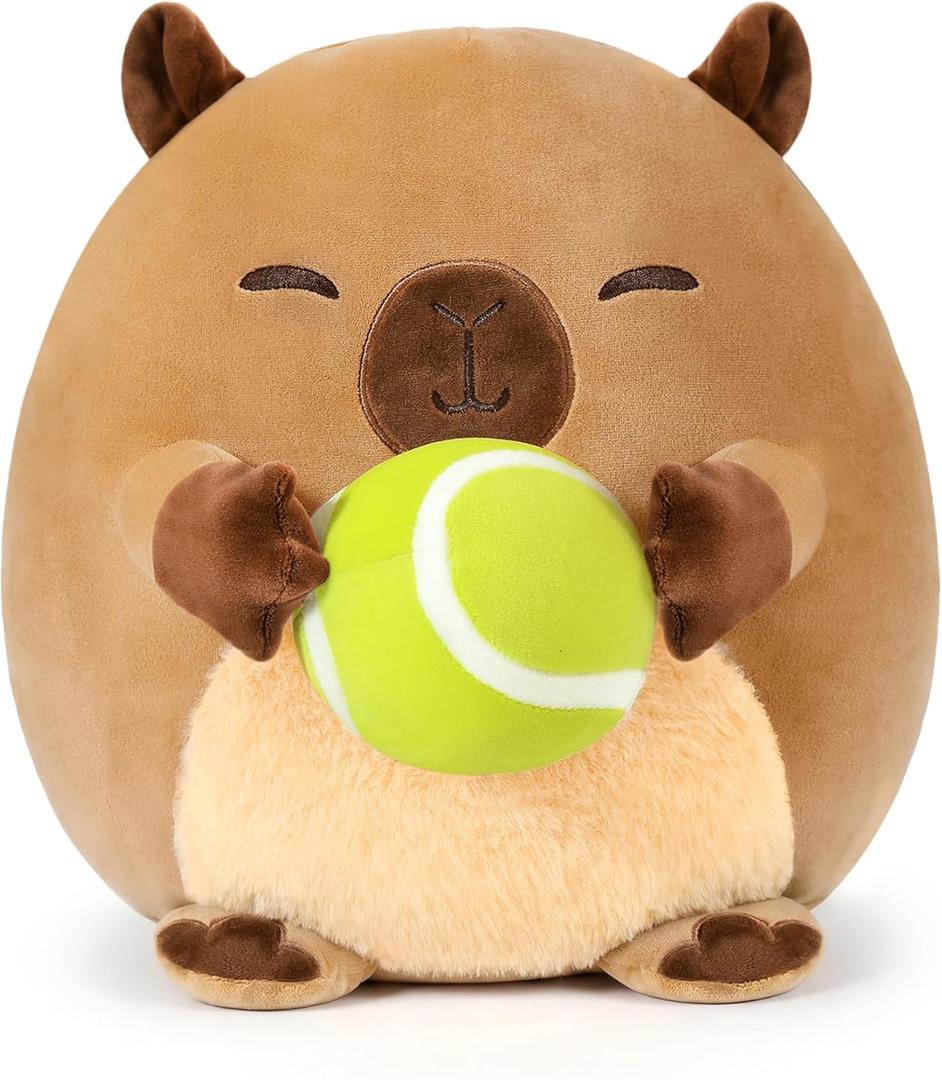 Onsoyours Original Capybara Plush with Tennis Ball, Cute 12 inch Sport Capybara Brown Stuffed Animal, Ultra Soft Collectible Hugging Gift Plush Toy