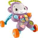 Fisher-Price Baby Push Toy Learn with Me Purple Monkey Walker Musical Learning Activity with Lights for Infants Ages 6+ Months