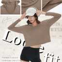 3 Pack Women's Cropped Hoodies Long Sleeve Lightweight Hooded Shirts U Neck Crop Tops Basic Casual Pullover (M)
