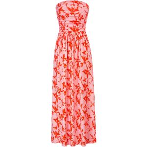 GRACE KARIN Women Strapless Casual Loose Ruched Long Maxi Dress with Pockets (Large, Orange Leaf)