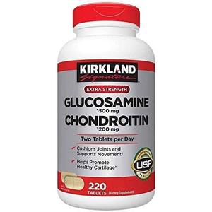 KIRKLAND Signature Extra Strength Glucosamine 1500 mg Chondroitin 1200 mg 220 Tablets, Best By 03/26