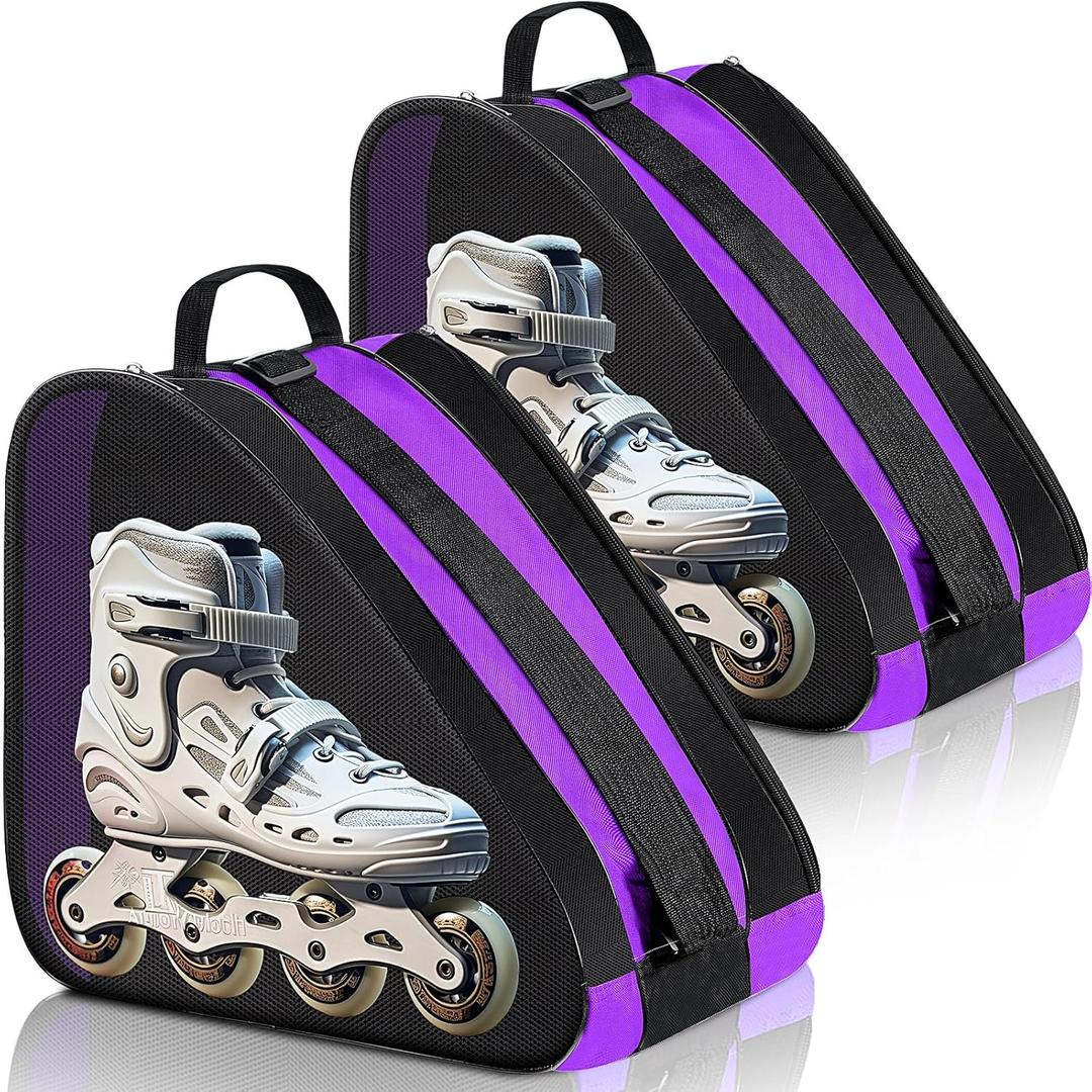 CHENGU Roller Skate Bag Large Capacity Breathable Ice Skate Bag with Adjustable Shoulder Strap Figure Skating Bag Skate Accessories for Boys Girls Adults (Purple)