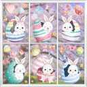 6 Sheets Easter Window Clings Cute Bunny Egg Flower Butterfly Window Stickers Spring Window Decals Self-Adhesive Double-Sided Stickers Easter Windows Decorations for Holiday Party Home Glass Decor