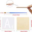 50 Unfinished Blank Wood Pieces 4 Inch with 26 Letters Stencils for Wall Decor Home Decoration DIY Craft Projects