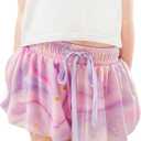 Dancina Girls Ombre Butterfly Shorts - Flowy Athletic 2-in-1 Preppy Skorts with Inner Pockets and Liner for Kids Ages 2-16 (8-9 Years)