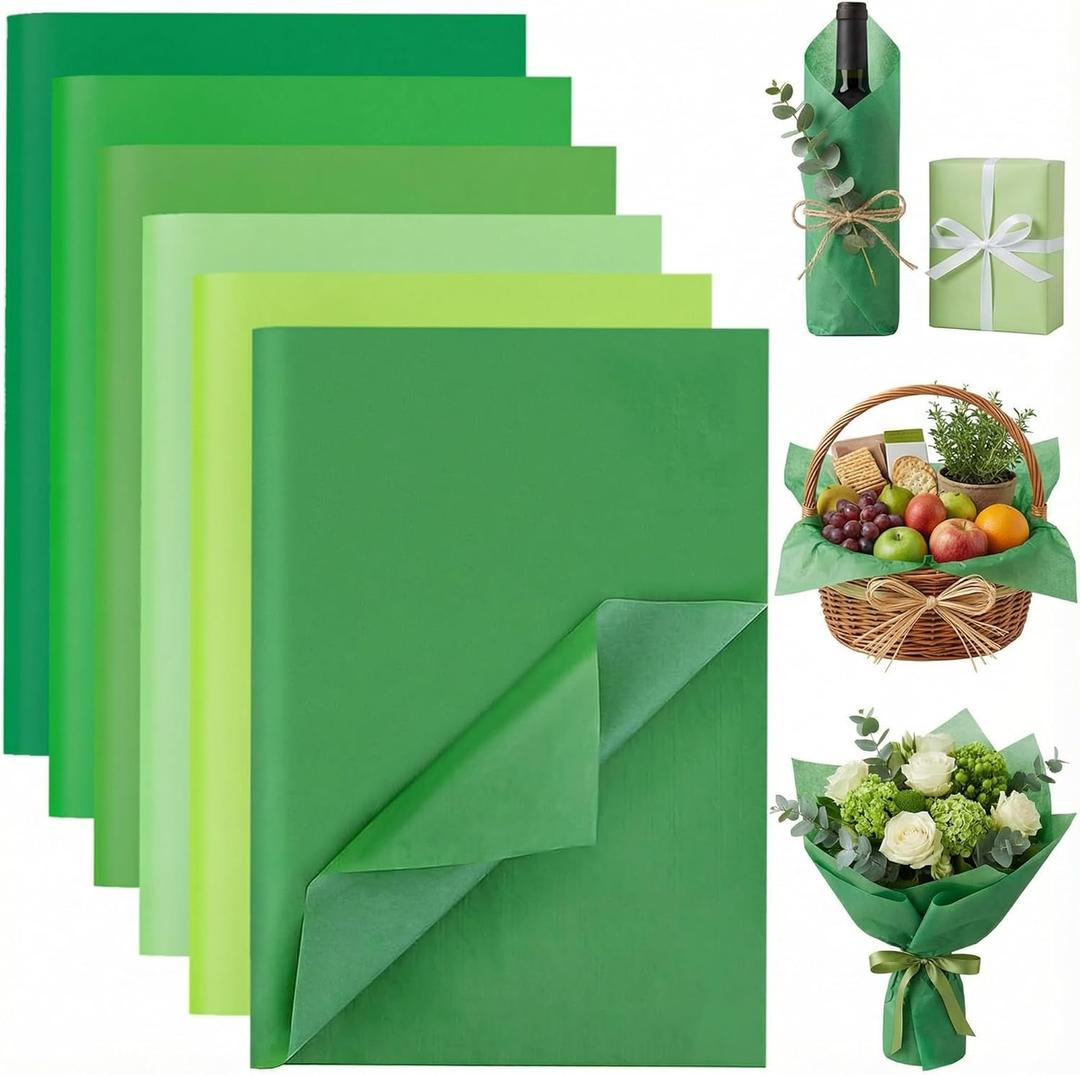 Shindel 180 Sheets Green Tissue Paper, 20x14 inches Christmas Tissue Paper for Gift Bags, Green Wrapping for Christmas DIY Crafts Birthday Wedding Holiday Flower