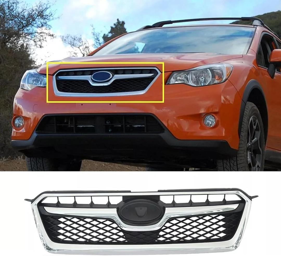 MUTUSAISI Front Bumper Upper Grille Chrome Grill Compatible with 2012-2016 Subaru Impreza/ 2013-2015 XV Crosstrek/ 2016 2017 Crosstrek, Chrome