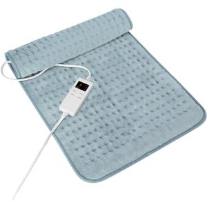Heating Pad for Period Cramps, Heating Pad for Back/Neck/Shoulder Muscle Pain, 6 Heating&4 Timer Setting, Auto Shut Off, Dry/Moist Heat & Machine Washable, Gray Birthday Christmas Gifts for Women Mom (12'' x 24'')