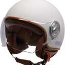 Men Women Open Face Motorcycle Helmet Aldult Retro German 3/4 Motorbike Half Helmet FMVSS 218 DOT Approved Vintage Skull Cap Helmet Fashion Lightweight Scooter Cruiser Chopper Moped Helmet (White)