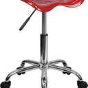 Flash Furniture Taylor Vibrant Wine Red Tractor Seat and Chrome Stool