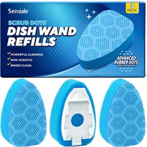Scrub Dots Dishwand Refills Sponge Heads, Dish Wand Refill, Scrubber Replacement Head, Non Scratch Brush Soap Filled Dispensing Handle,Heavy Duty Dishwashing Pads Dispenser Dishwasher Cleaning