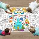 Pack of 2, Mermaid Tablecloth & Giant Coloring Poster 30x72 Inch - Large Coloring Sheets for Kids with Underwater Adventure Games, Mermaid Themed Activities for Birthday, Classroom, Home Party Decor