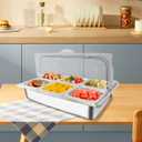 Countertop Ice Food Serving Display Tray with 6 Pan, Portable Salad Bar Buffet Station for Home, Cold Food Buffet Server, Ice Serving Trays for Parties, Pizza Topping Station Cooling Trays for Food