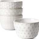 LE TAUCI Small Bowls 8 oz, Dessert Bowl, Ice Cream Bowl for Chili Dipping Sauce Coffee Bouillon, Ceramic Soup Cups - 4 inch, Set of 4, Arctic White