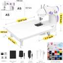 Magicfly Mini Sewing Machine with Extension Table, Dual Speed Portable Sewing Machine for Beginners with Light, Sewing Kit for Household Use, White