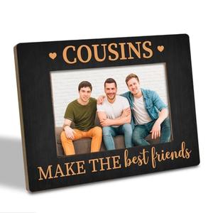 Cousins Gift, Birthday Gifts for Cousin, Cousin Make The Best Friends Photo Frame, Holds 4 x 6 Inch Photo, Farmhouse Wooden Picture Frames Gifts, Sisters & Brothers Picture Frame, Family Home Decor C1