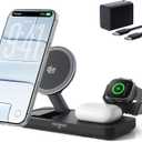 THREEKEY 3 in 1 iPhone 17 Charging Station,MagSafe Charger Compatible, Qi2 25W MFi Certified Wireless Charger Stand for iPhone 17/16/15/14/13/12, Apple Watch, AirPods(45W Adapter Included) (Black)