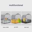 Bird Bath for Cage  Multi-Functional Parakeet Bath Box with Convenient Bottom Drawer, Acrylic Material, Perfect for Breeding and Various Birds (Gray)