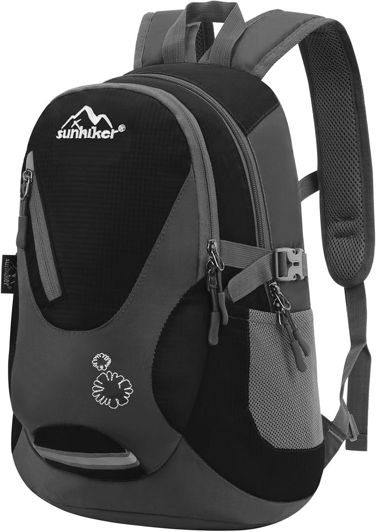 sunhiker Small Hiking Backpack Women Men 20L Lightweight Travel Backpack Daypack Casual Backpack For Cycling Outdoor Camping (Black)