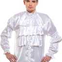 ThePirateDressing Ruffled Puffy Pirate Shirt for Men  Seinfeld Costume Top  Renaissance, Medieval, Bard, Gypsy, Cosplay (X-Large, White)