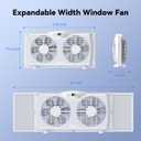 shinic Twin Window Fan with Reversible Airflow, Thermostat Controlled, 3 Speeds & 3 Functions(Exhaust, Intake & Circulate), 23.8" - 37" Expandable Width for Home Kitchen Use