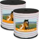 Wowangce 2 Rolls 3/4 Inch x 1640 ft Electric Fence Tape for Livestock Polytape Fencing Horse Fence with High Visibility