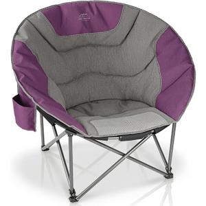 Oversized Portable Moon Camping Chairs,Round Folding Lawn Chair w/Cup Holder,Outdoor Heavy Duty Supports 500Lbs Comfy Chair,Perfect for Family Camp,Hiking,Picnics and Beach Trips,Purple, 18.11' ' X 18.11'' X 41.3''