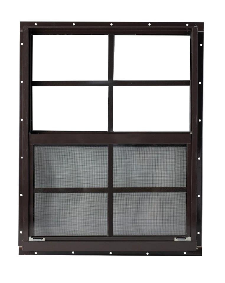 Gaahing 1-Pack 18" x 23" Heavy-Duty Aluminum Shed Windows Kit Flush Mount with Tempered Glass & Fiberglass Screens for Chicken Coops, Barns, Playhouses, Garages