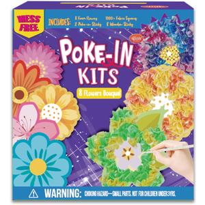 ATFUNSHOP 8 Packs Poke in Crafts Art Kits Flower Bouquets, Mess Free Kids' Paper Craft Kits Activity, 4 5 6 7 8 9 Years Old Girls Birthday Gifts