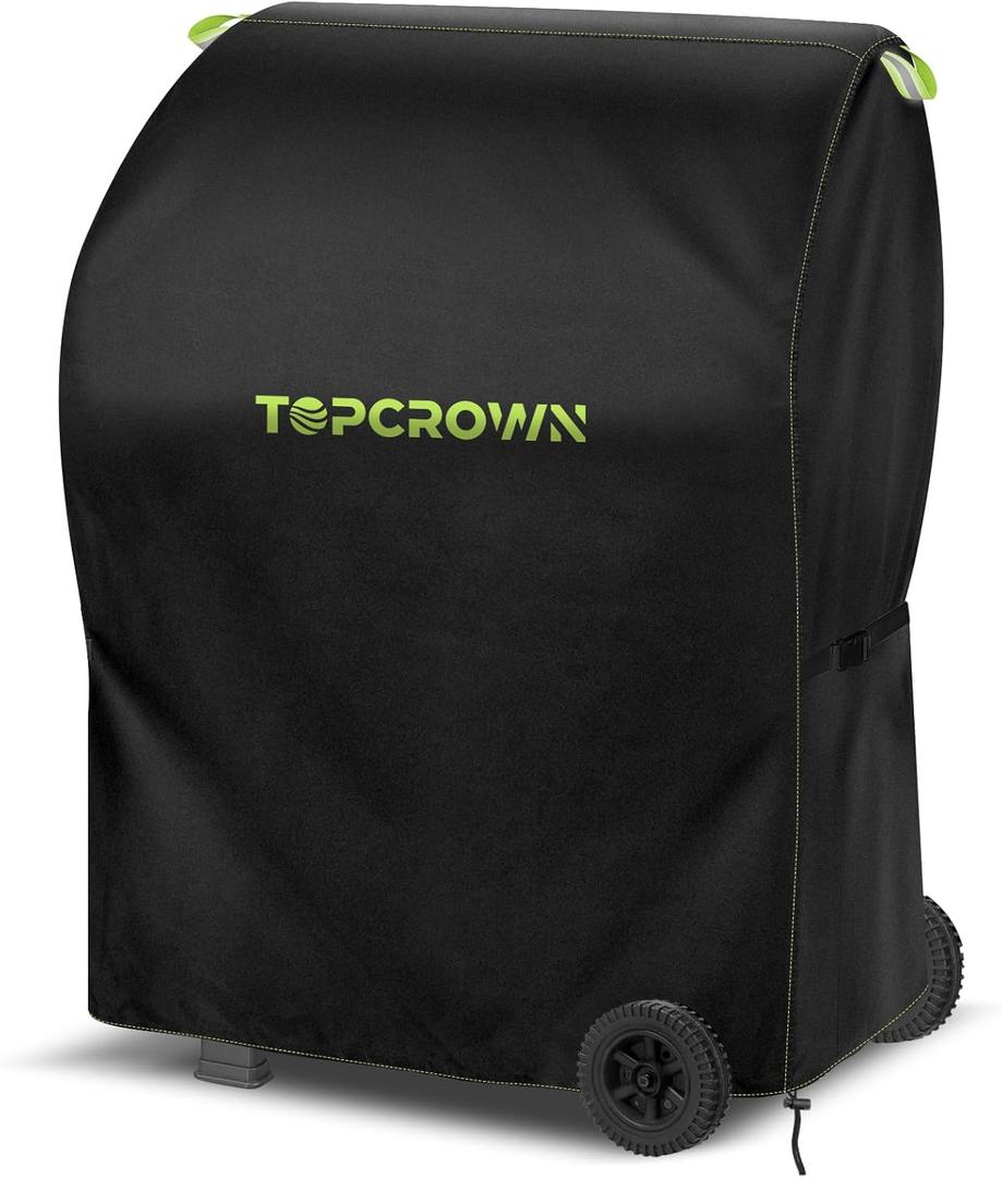 TOPCROWN Grill Cover for Outdoor Grill, Universal Fit 30"-32" BBQ Gas Grill Waterproof Anti-UV Oxford Fabric Windproof Design with Adjustable Straps, Fits Weber/Char-Broil/Nexgrill and More (32") (210D Black+Green)