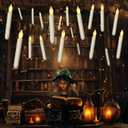 Homemory 24 Pcs Hanging Floating Candles, NO Remote, Flameless Taper Candles Battery Operated, 6.5" Warm Yellow Flickering Flame Candlesticks, Dripless LED Handheld Candles Lights for Halloween Xmas