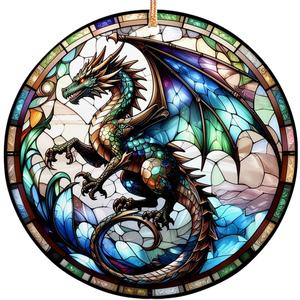2025 Christmas Ornament  Dragon Stained Glass Ornament, Fantasy Holiday Tree Decoration, Unique Keepsake Gift