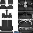 Powerty Floor Mats for 2020-2024 2025 Hyundai Palisade 7/8 Seat Car Mats, All Weather TPE Cargo Liner Backrest Mats Trunk Lower Car Mat Interior Protector Full Set for Palisade Accessories