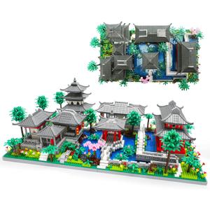 Micro Mini Chinese Architecture of Suzhou Garden with Cherry Blossom Tree Building Blocks Set with LED Light, Botanical Collection Building Set for Adults, 14+ Teens (3888 Pcs)