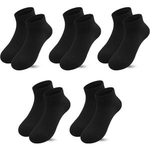 SERISIMPLE Viscose Bamboo Mesh Kids Low Cut Socks Unisex Child Ankle Athletic Socks Soft Breathable Boy Girl 5 Pairs (Medium, Black)