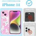 2 x Compatible for iPhone 14 Case, Pretty Butterfly Print Three-Dimensional Wave Clear Case for Girls Women, Soft Full Package Anti-Fall Cover for iPhone 14, White Butterfly