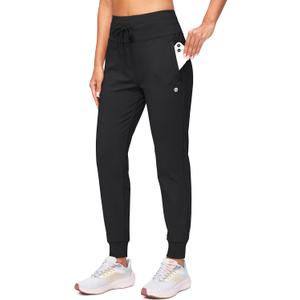 G Gradual Women's Fleece Lined Joggers High Waisted Water Resistant Thermal Winter Sweatpants Running Hiking Pockets, Pack of 2: (Black, S, XS)