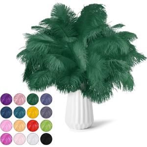 NEWONG 30pcs Blackish Green Ostrich Feathers Natural Bulk 9-12inch(23-30cm) Vase Craft Wedding Home Party Centerpieces Christmas Day Decoration